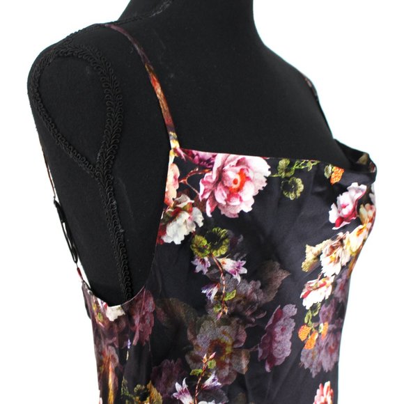 L'AGENCE Nyla Silk Black Floral Colorful Moschata Rosa Midi Dress NEW Size 2 - Picture 2 of 7